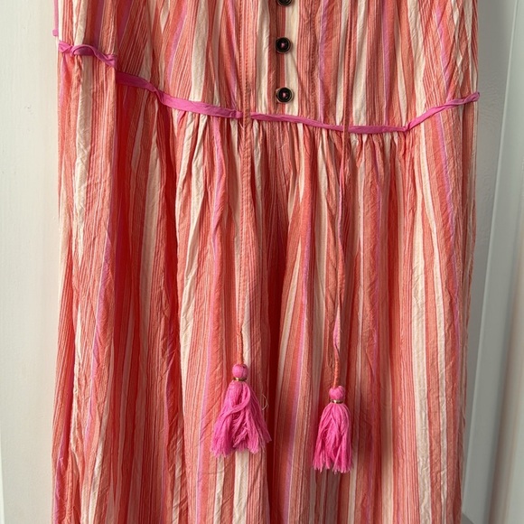 Anthropologie Lounge wide leg Romper Size Medium stripe pink and orange - Picture 4 of 9